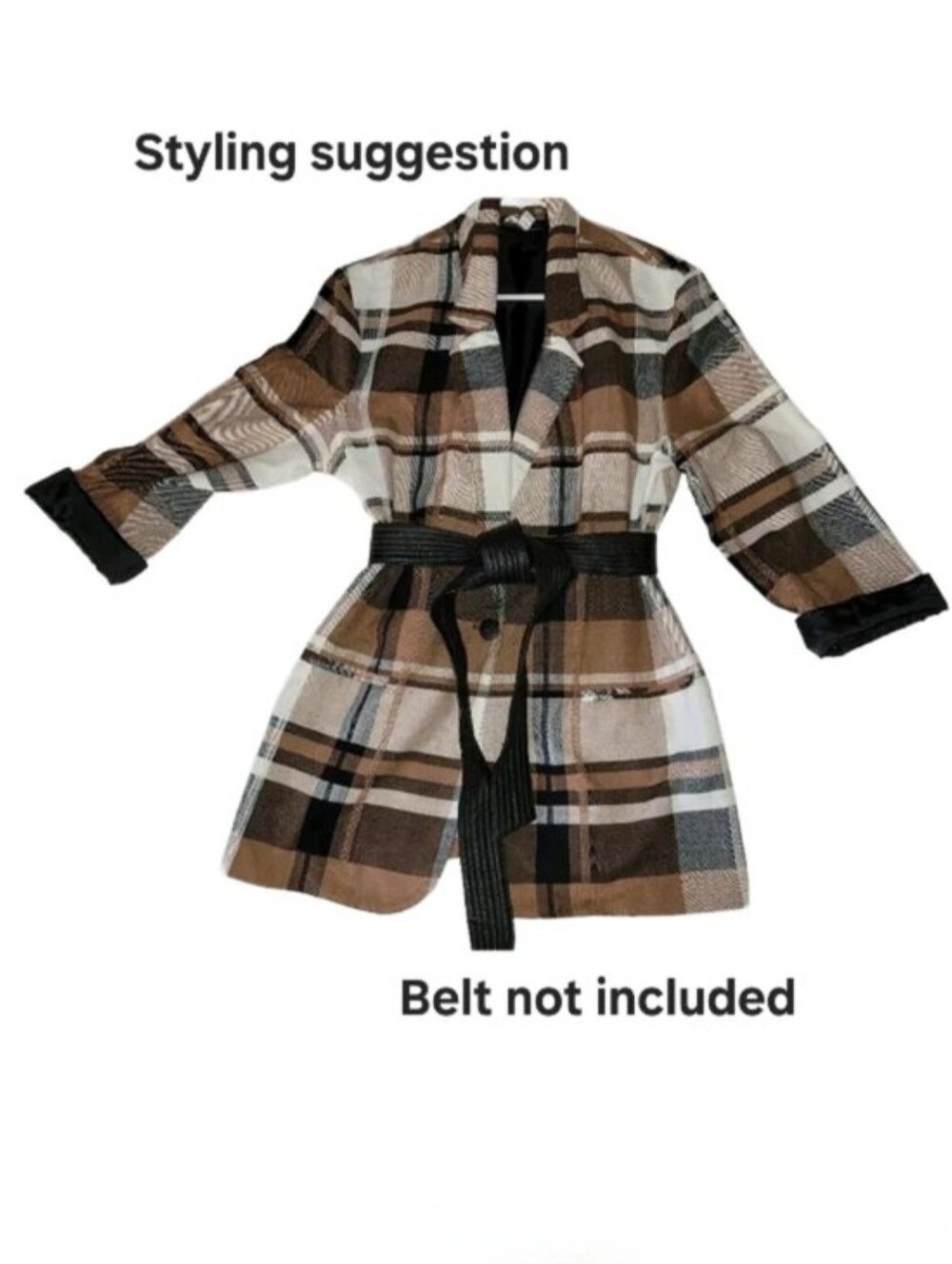 Vintage Requirements Plaid Oversize Blazer Jacket Brown White Tan Size 12